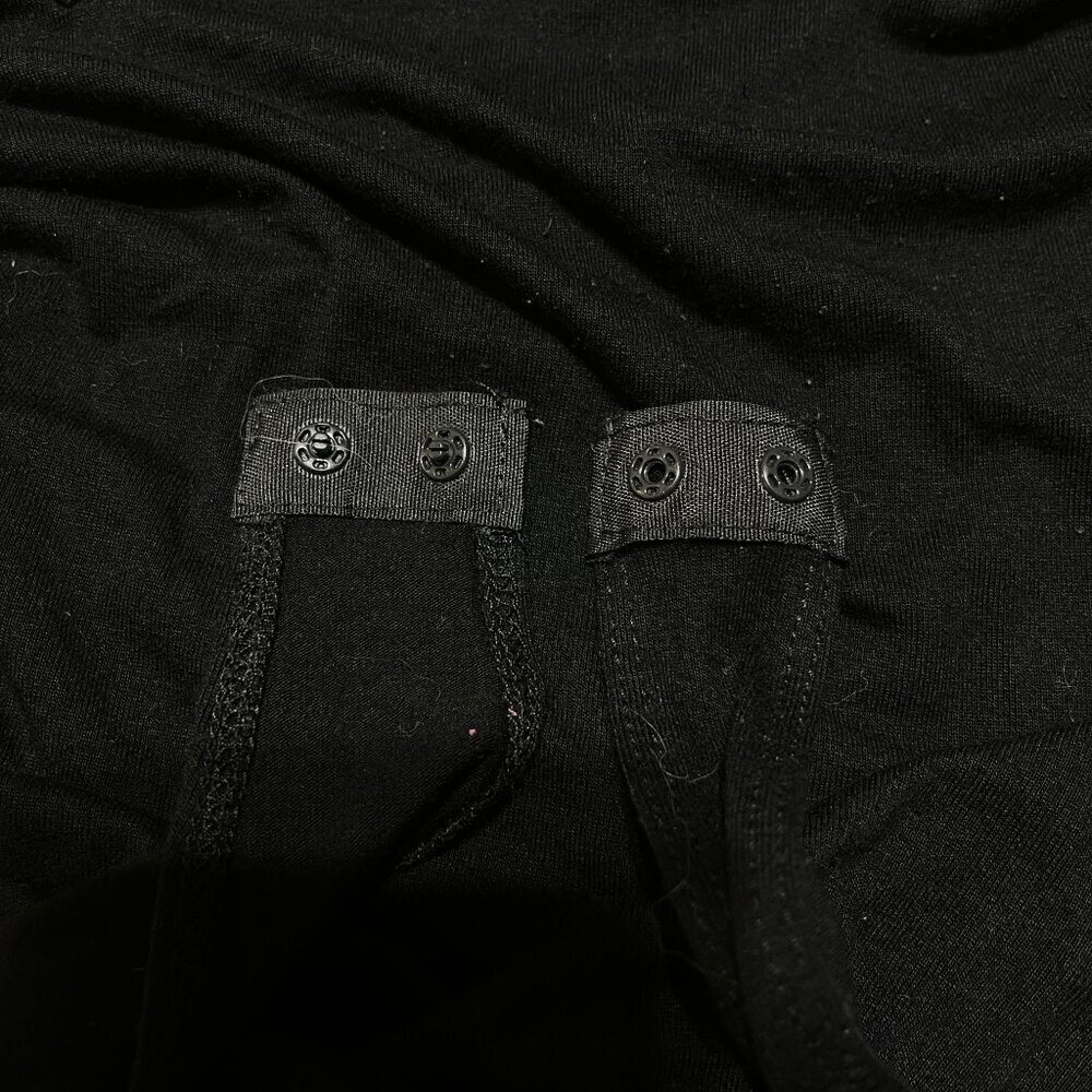 Asos Black Bodysuit Long Sleeve Thong Snap Closture Size 2 Stretch - Picture 4 of 6